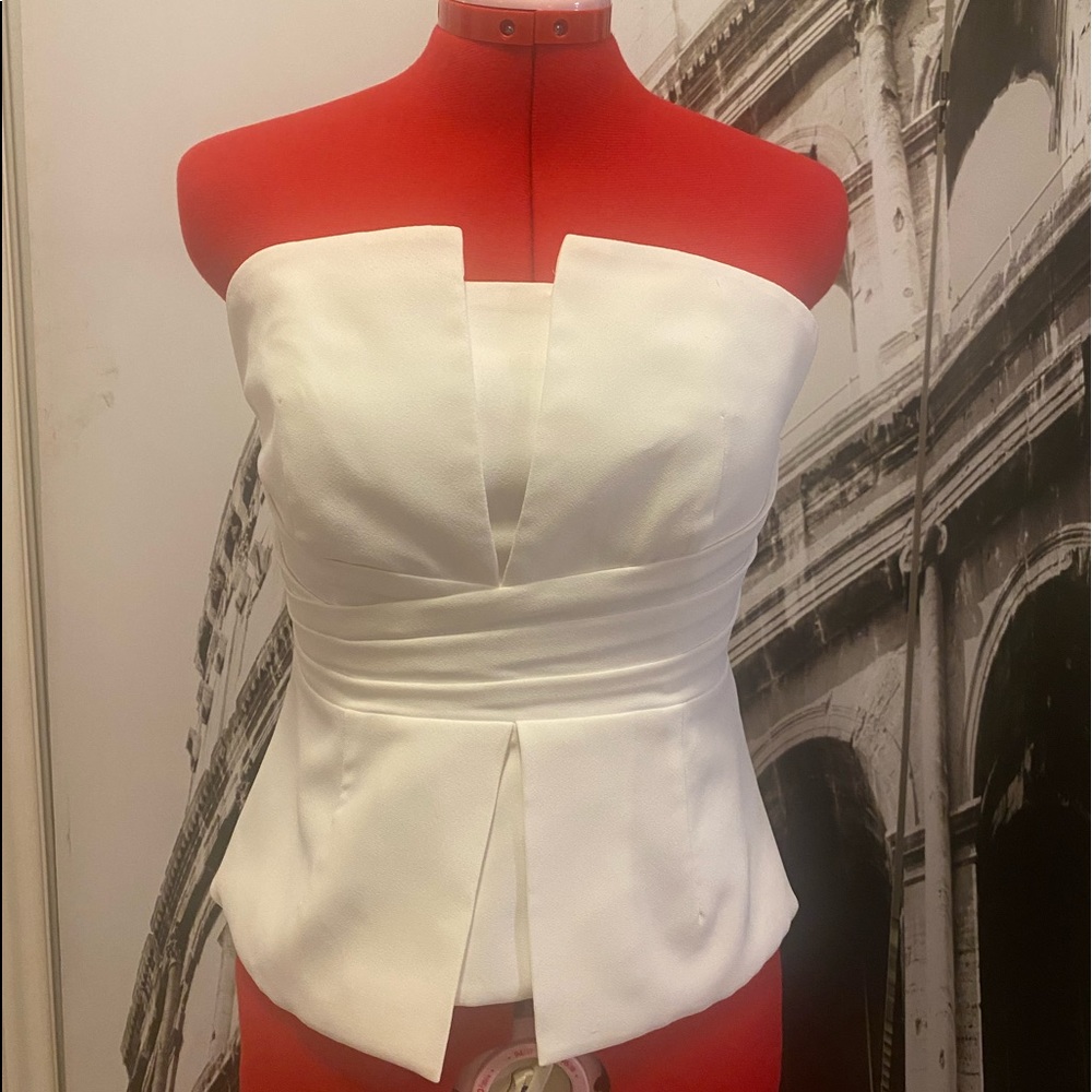 White House Black Market Strapless peplum top